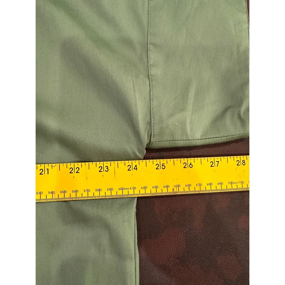 Chicos Olive Green Collared Short Sleeve Shirt Dress Midi Pockets Size 2 - Picture 8 of 9